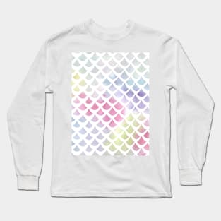 Watercolor fish scale pattern in blue and pink Long Sleeve T-Shirt